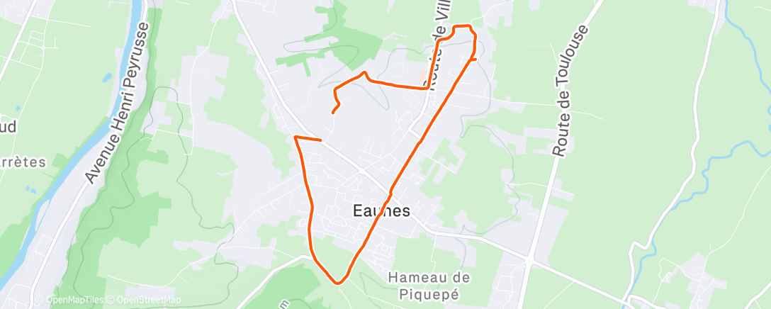 Map of the activity, Course à pied dans l'après-midi