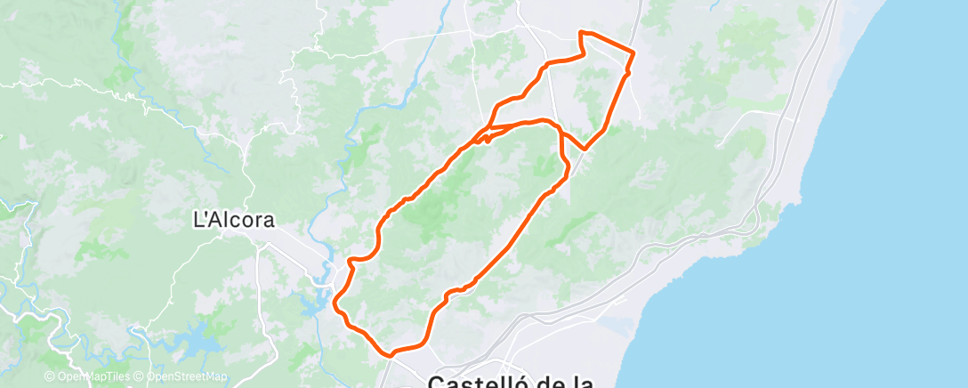 Map of the activity, Bicicleta por la tarde