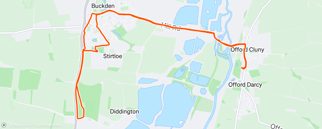 Map of the activity, Morning Run - St Neots, England ☀️