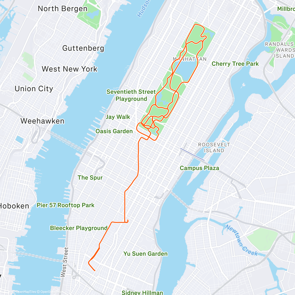 Map of the activity, Zwift - : 2z dr on NYC KOM After Party in New York