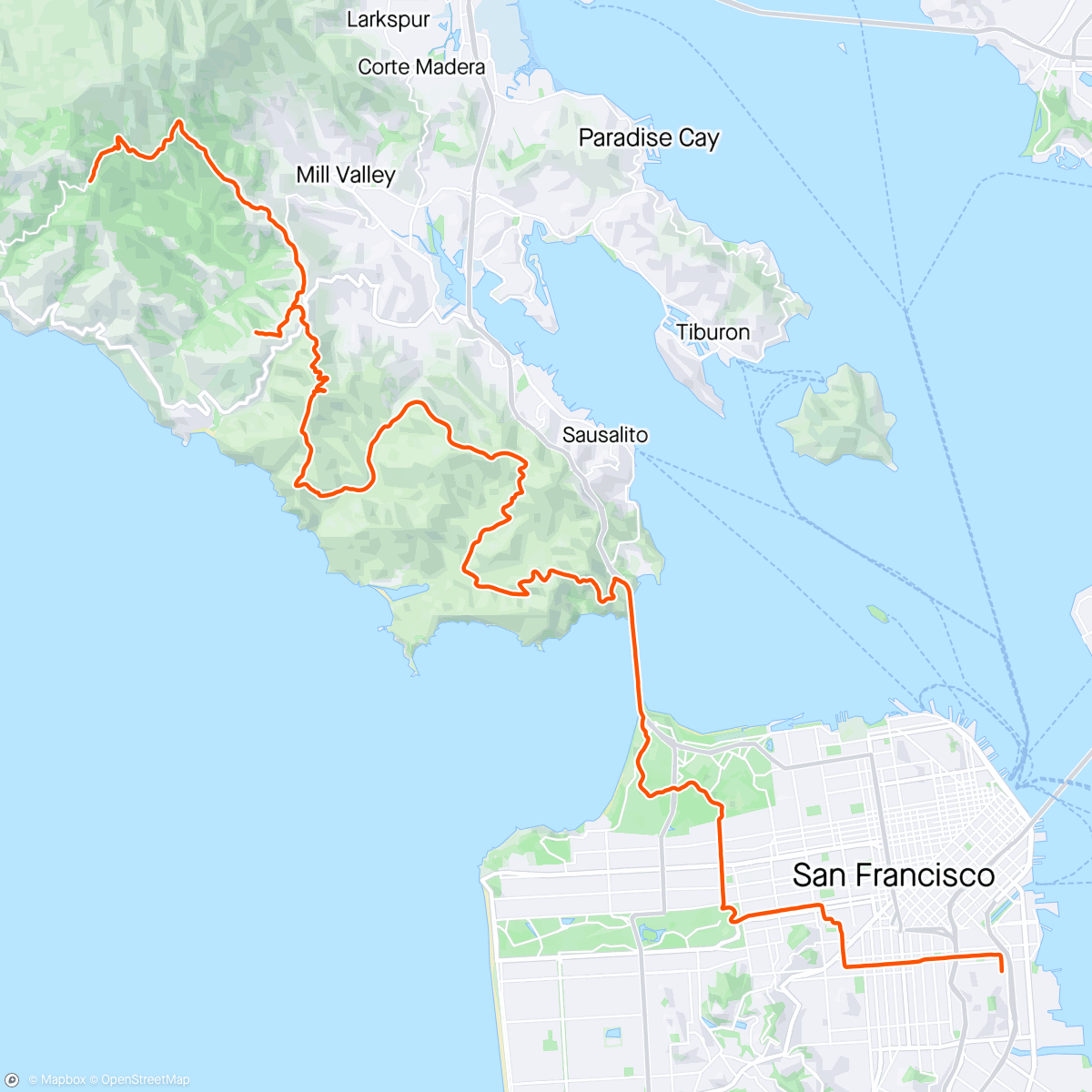 Map of the activity, Bike packing Marin with Kari