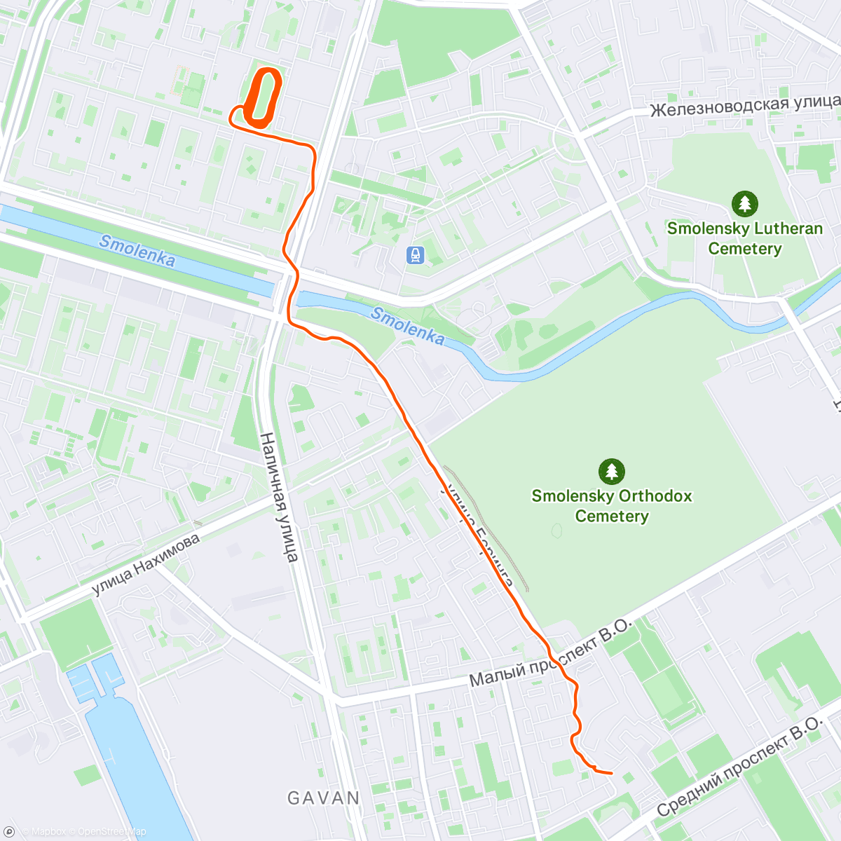 Map of the activity, Evening Run