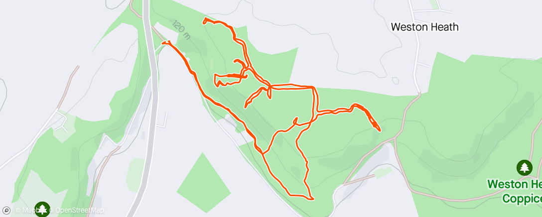 Map of the activity, Evening Weston ride