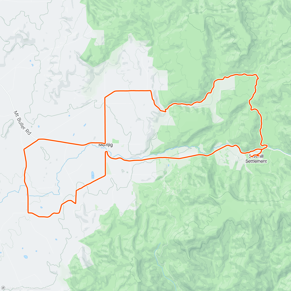 Map of the activity, Sawmill - Powers - Buttercup Loop