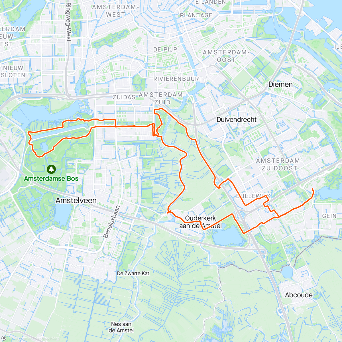 Map of the activity, Een ommetje langs het Amsterdamse bos en Amstelpark