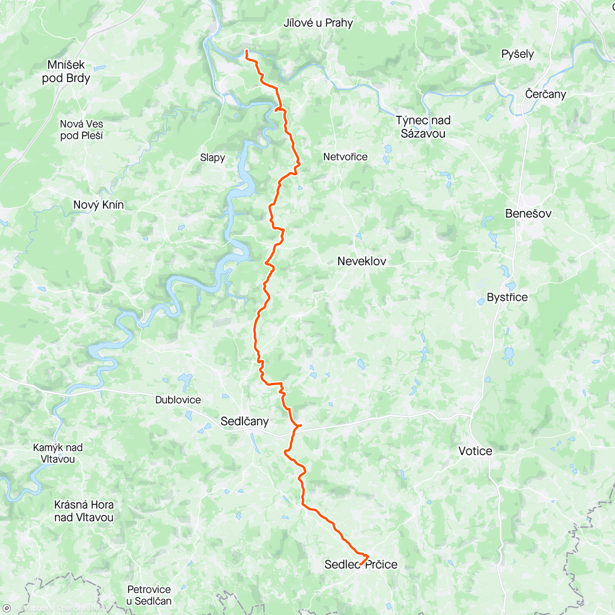 Map of the activity, Petrov u Prahy - Prčice 2024