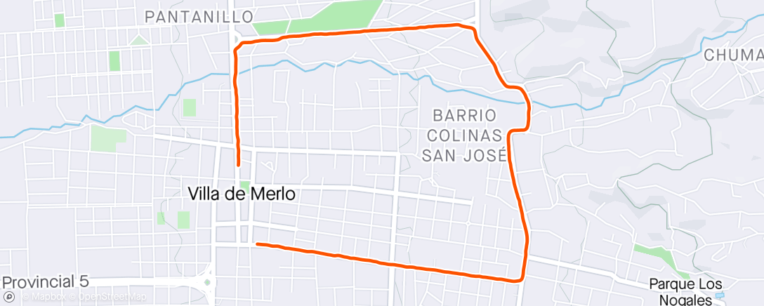 Map of the activity, Carrera por la tarde
