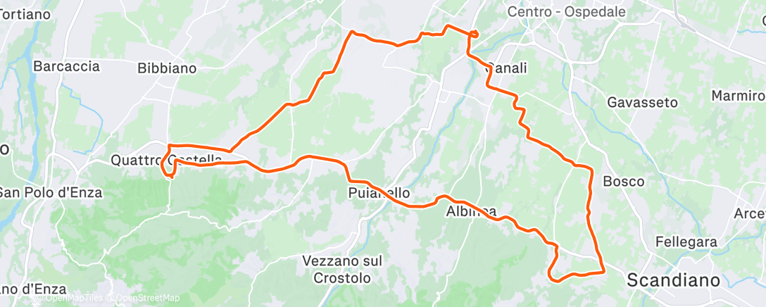 Map of the activity, Pedalata pomeridiana