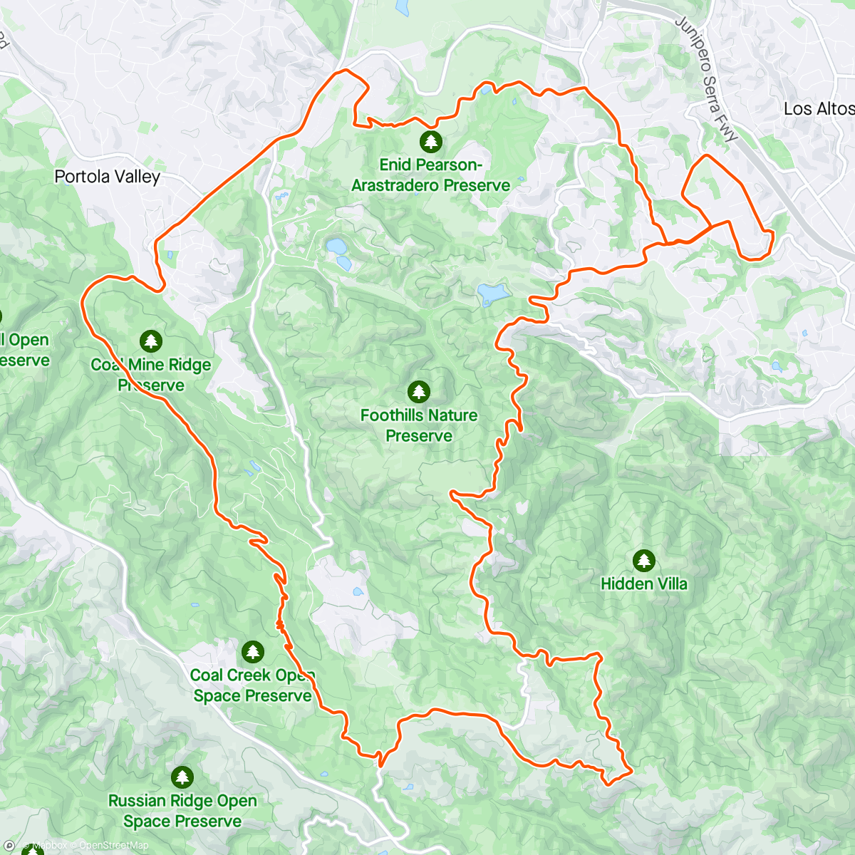 Map of the activity, Adobe Creek trail and new dirt alpine bypass of the bypass.