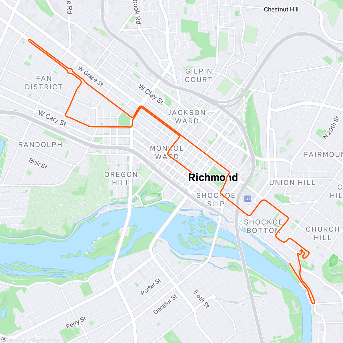 Map of the activity, Zwift - Pacer Group Ride: 2015 Worlds Course in Richmond with Miguel