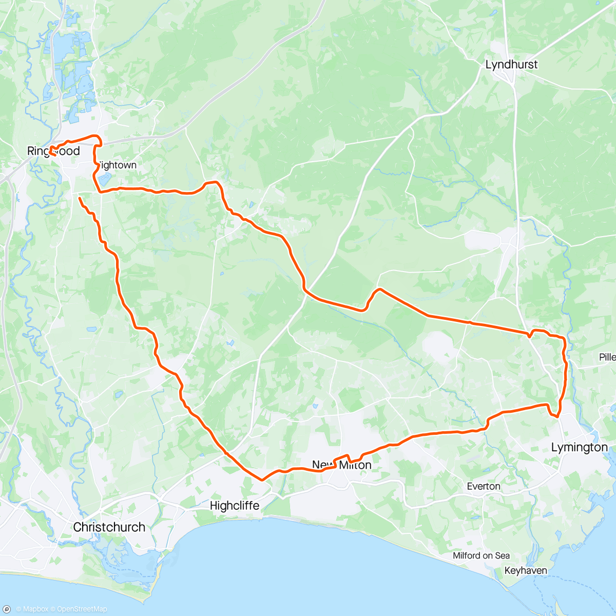 Map of the activity, First ice cream ride of the year.