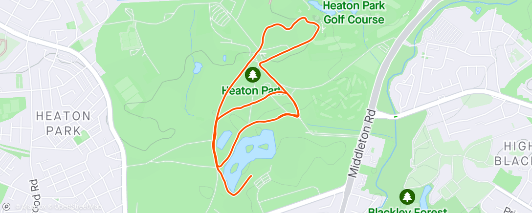 Map of the activity, Heaton ParkRun #165 (#191)