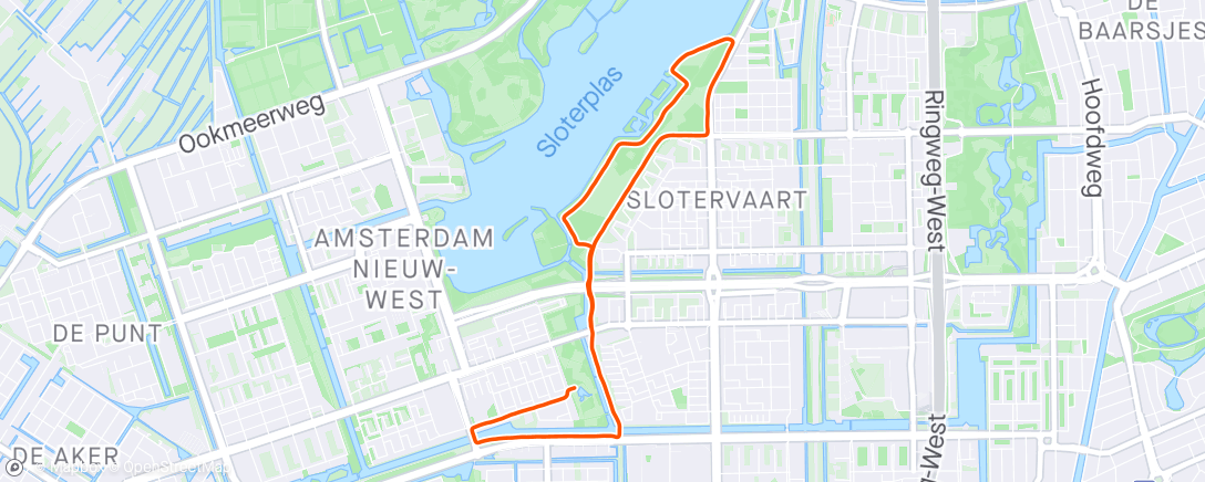 Map of the activity, 4 x 1" Fartlek