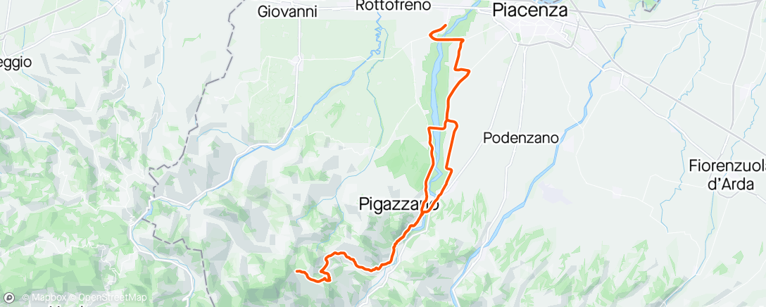 Map of the activity, Ciclismo pomeridiano