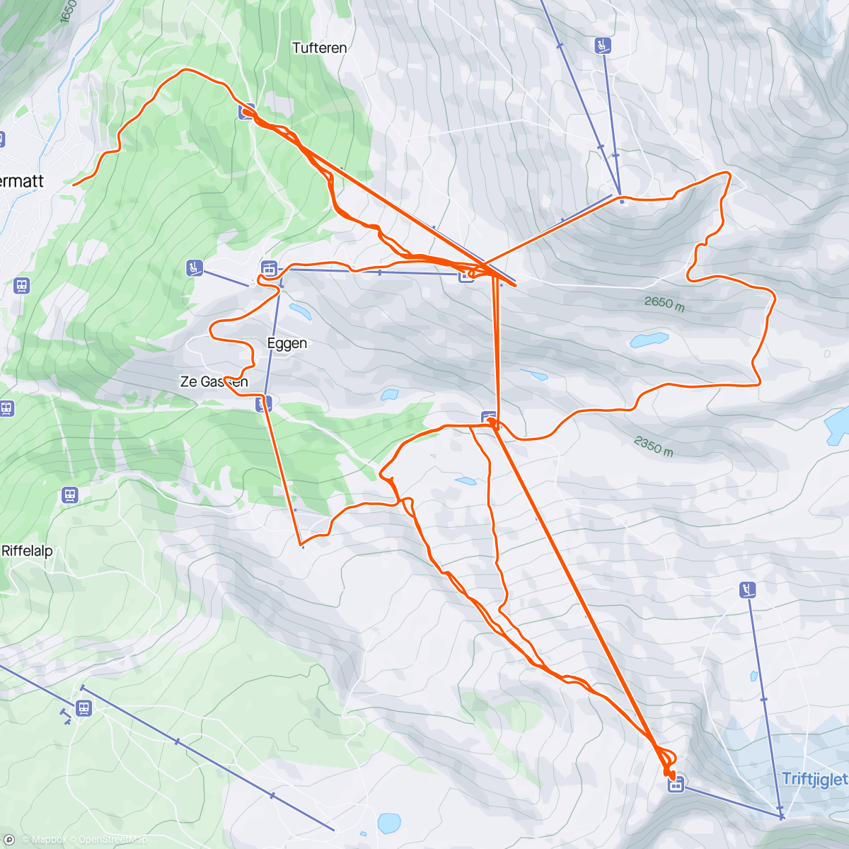 Map of the activity, Zermatt Day 3