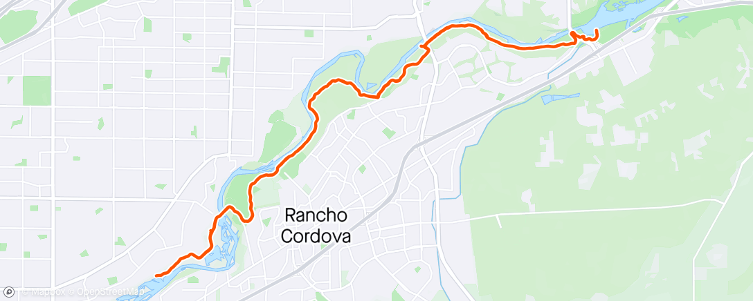 Map of the activity, American River bike trail.