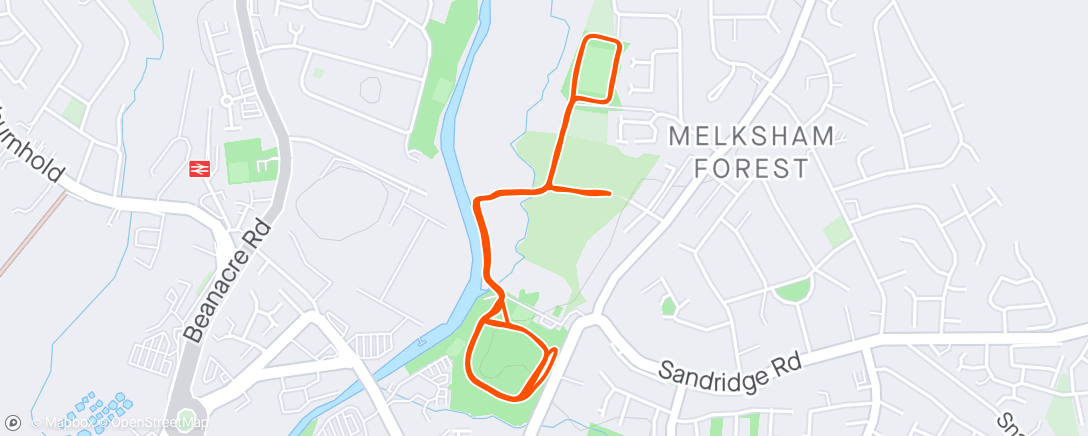 Map of the activity, Melksham Park Run