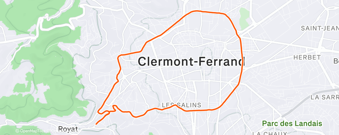 Map of the activity, Course à pied le soir