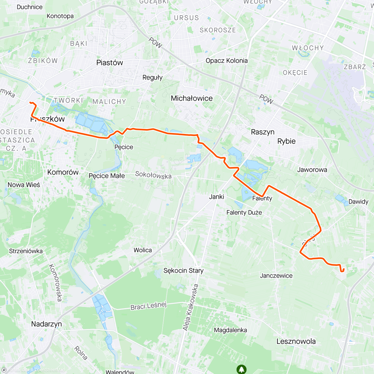 Map of the activity, KM ride