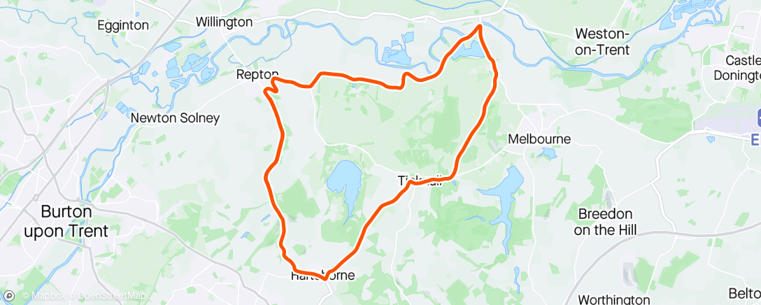Map of the activity, Ingleby-Swarkestone loop with Helen