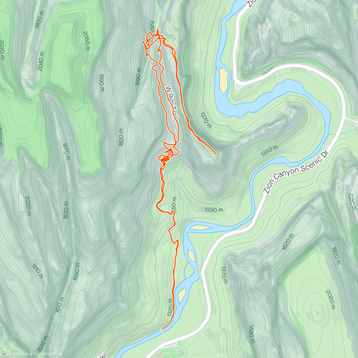 Map of the activity, Angels landing