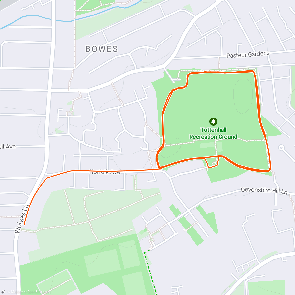 Map of the activity, Run in the Rain