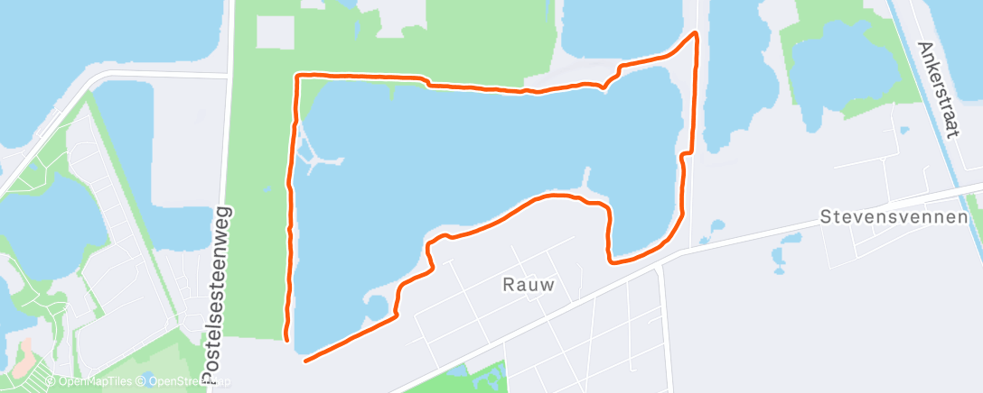 Map of the activity, Nieuwjaarsloopje Rauwse Meer