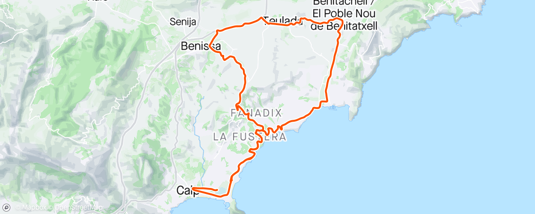 Map of the activity, Calpe Day 1 - Short Spin to Check Bike
