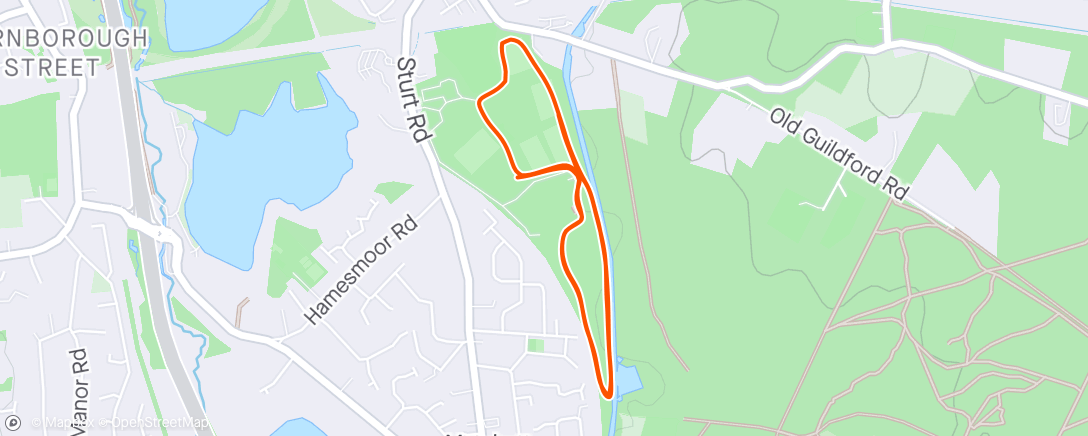 Map of the activity, Frimley Lodge Parkrun