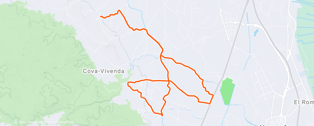 Map of the activity, Bicicleta de gravilla por la tarde