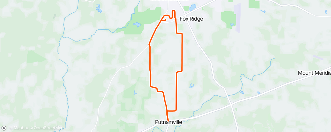 Map of the activity, Short ride,  but I ran into my favorite mailman