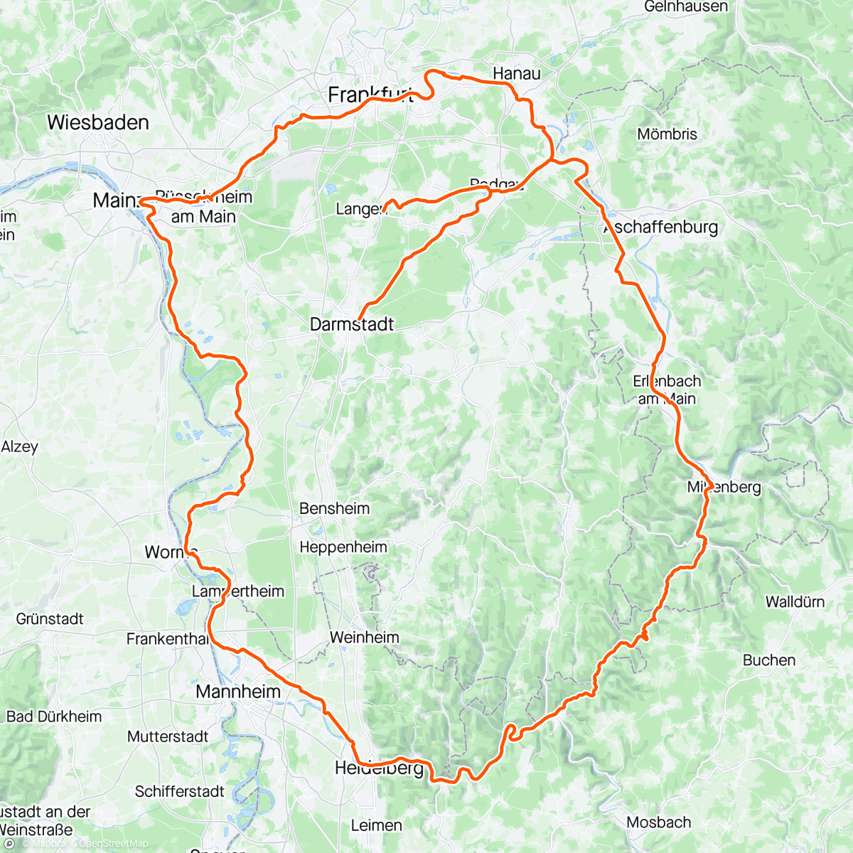 Karte der Aktivität „Rund um Darmstadt”