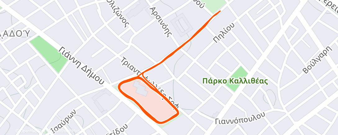 Map of the activity, Afternoon Run