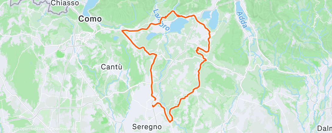 Map of the activity, Pedalata mattutina