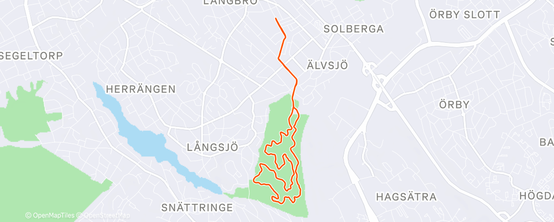 Map of the activity, Snöföre på vit reflex i älvsjöskogen m Calle