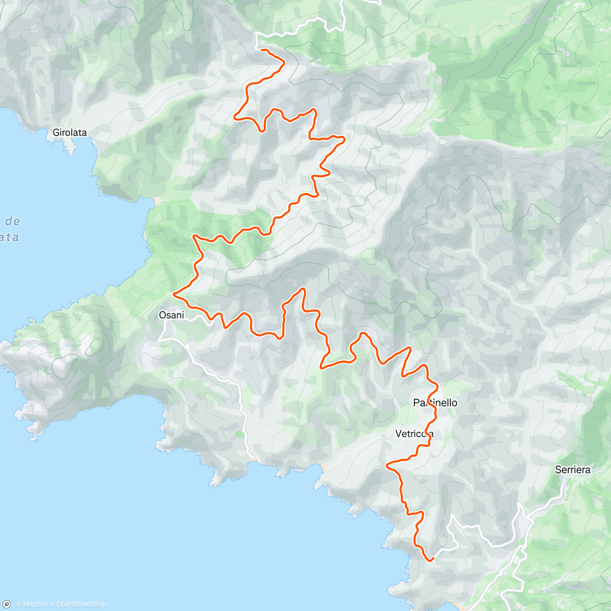 Map of the activity, ROUVY - Palmarella to Partinello | Corsica