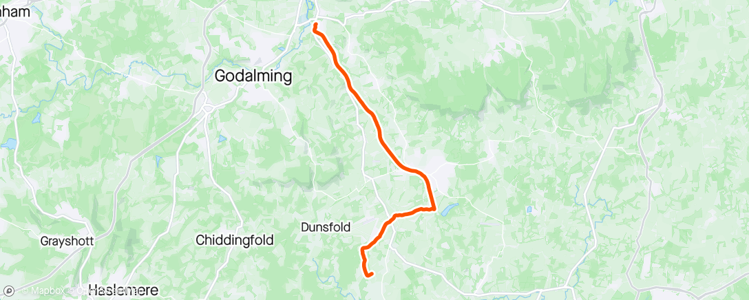 Map of the activity, Jog back from Alfold