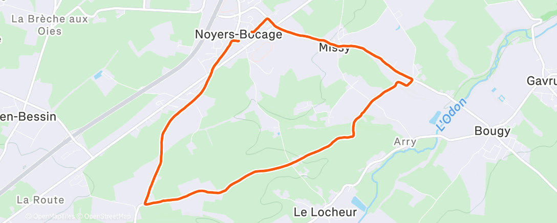 Map of the activity, Course à pied dans l'après-midi