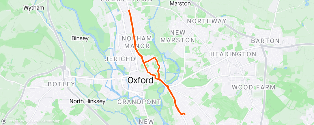 Map of the activity, Oxford roundtrip