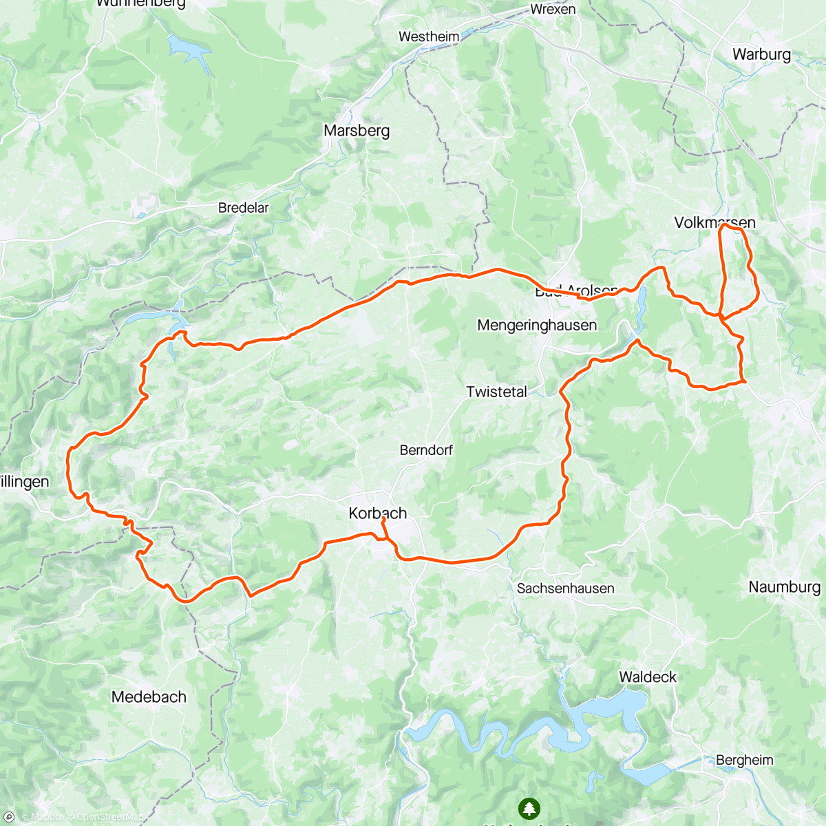 Karte der Aktivität „Diemelsee-Twistesee Rennradrunde”