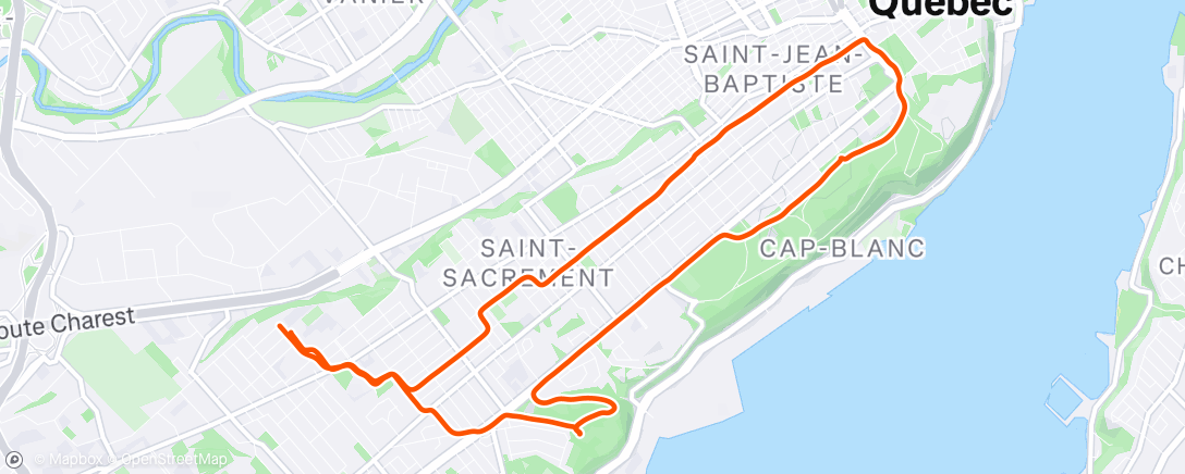 Map of the activity, Course à pied le matin
