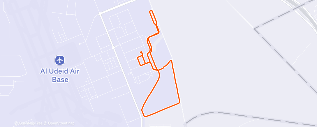 Map of the activity, Night Trail Run – LSA Perimeter and East Gate in darkness w/ 4k tempo