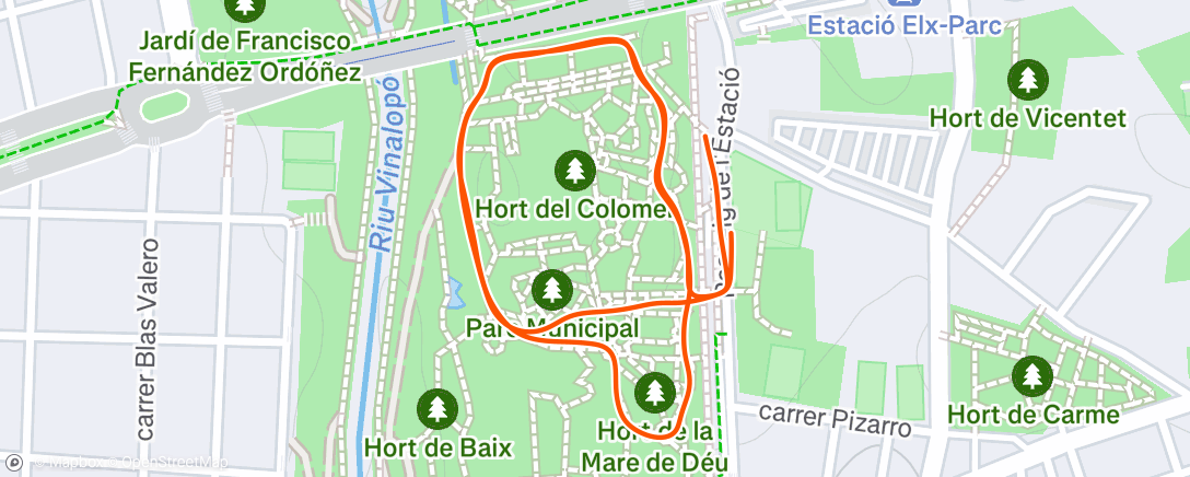 Map of the activity, 9' trote para soltar