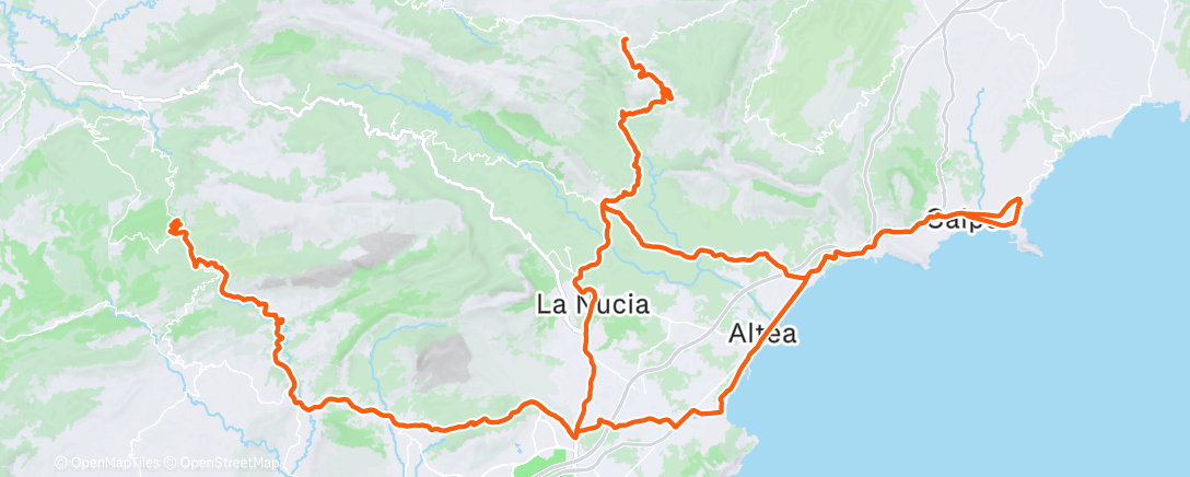 Map of the activity, Cycling