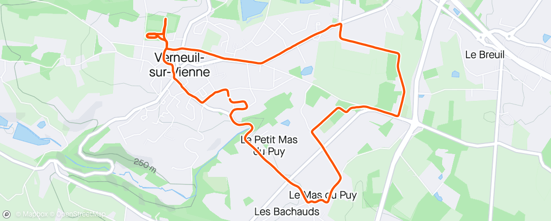 Map of the activity, Footing 40 mn + côtes + 10 x 30-30