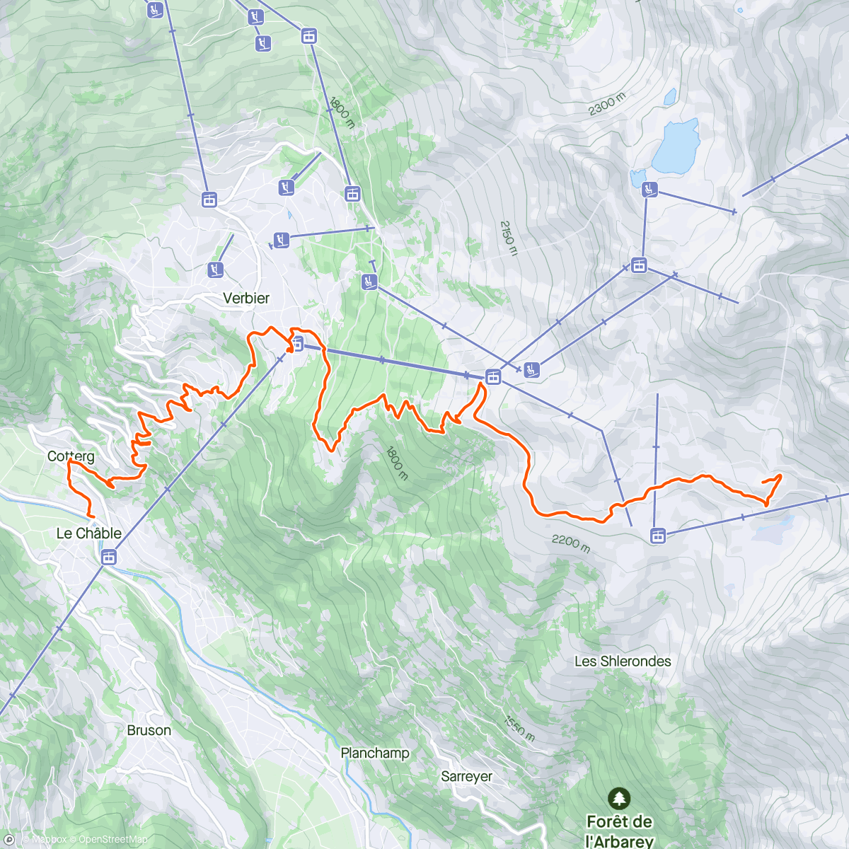 Map of the activity, Day 4 - Les Chables - Verbier - Cabane de Mont Fort