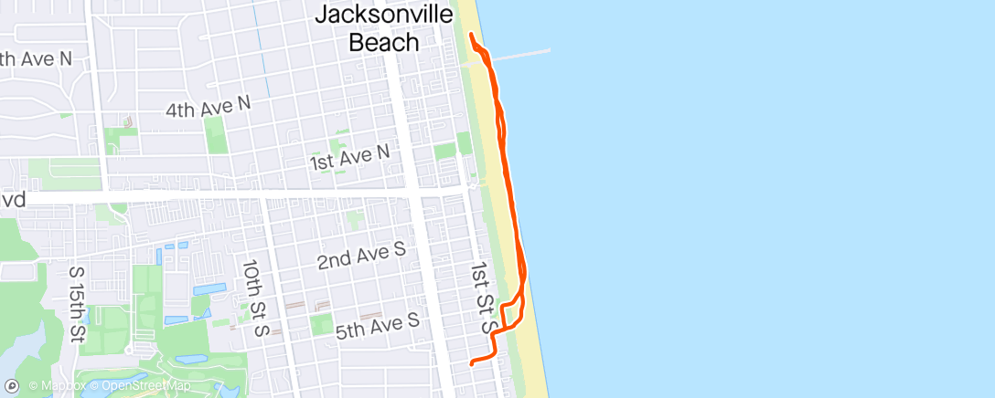 Mapa de la actividad, Jax Beach - Walk - Runmeter