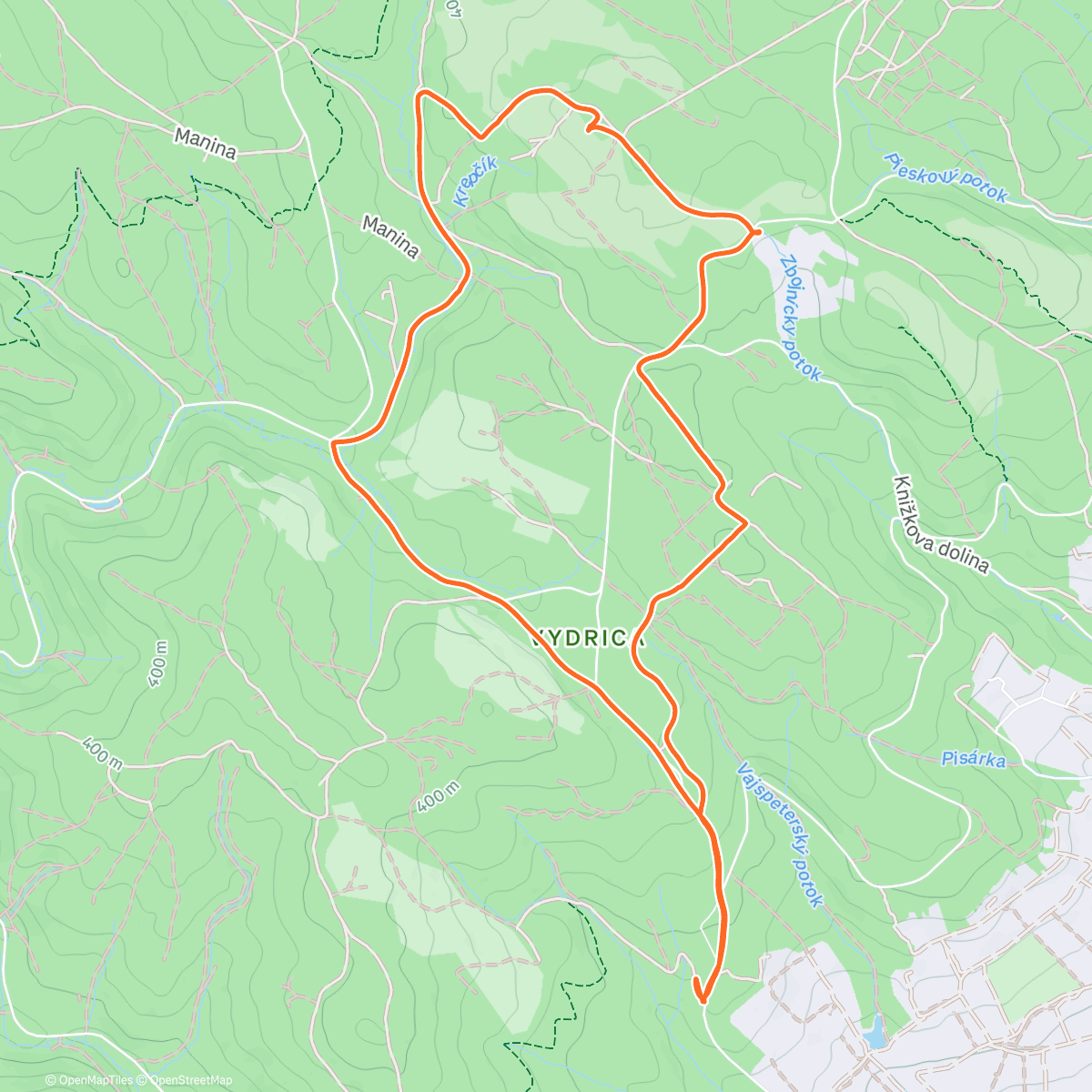 Map of the activity, Morning Hike