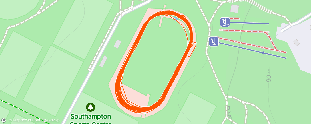 Map of the activity, 2K (90”) 4x600m (90”) 3x400m (1’) 4x300m (1’)
