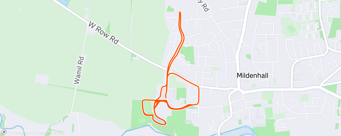 Map of the activity, Mildenhall Parkrun